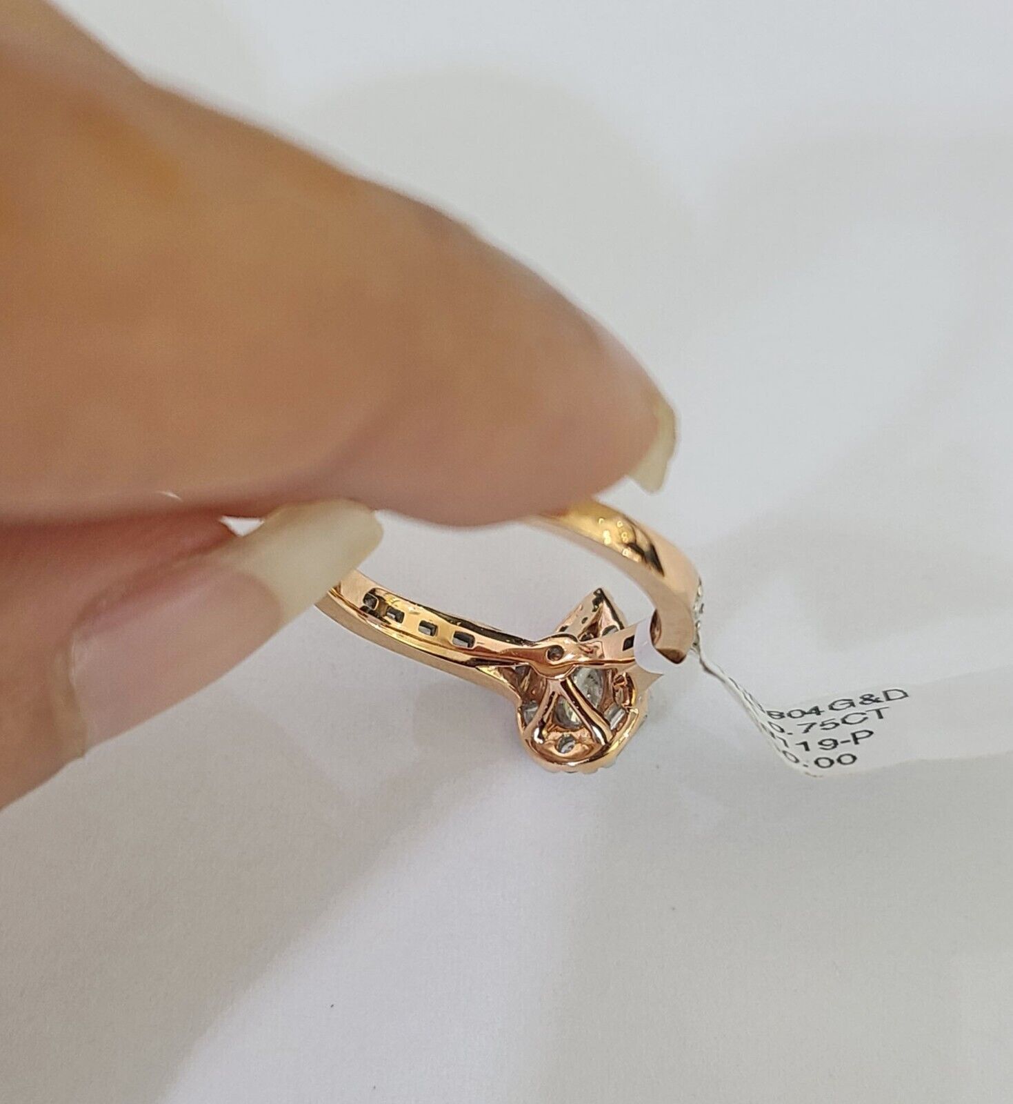 REAL 14k Rose Gold Diamond Ladies Ring Pear Shaped Women Engagement Wedding - GoldenlinQ